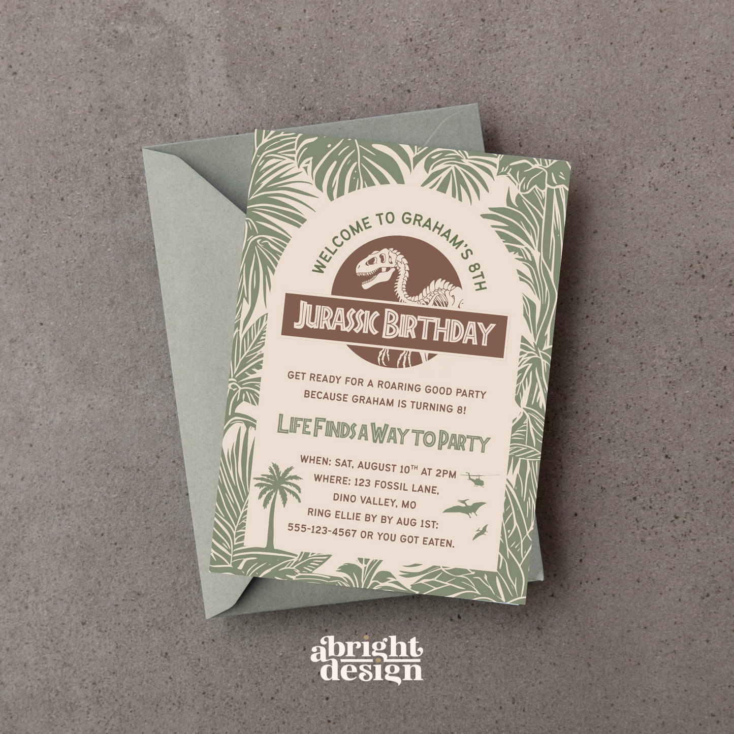 Jurassic Jungle Party Template, Dinosaur Birthday Invitation, Custom Kids Birthday Invite, Dig Dino Bones, Editable Canva, Instant Download