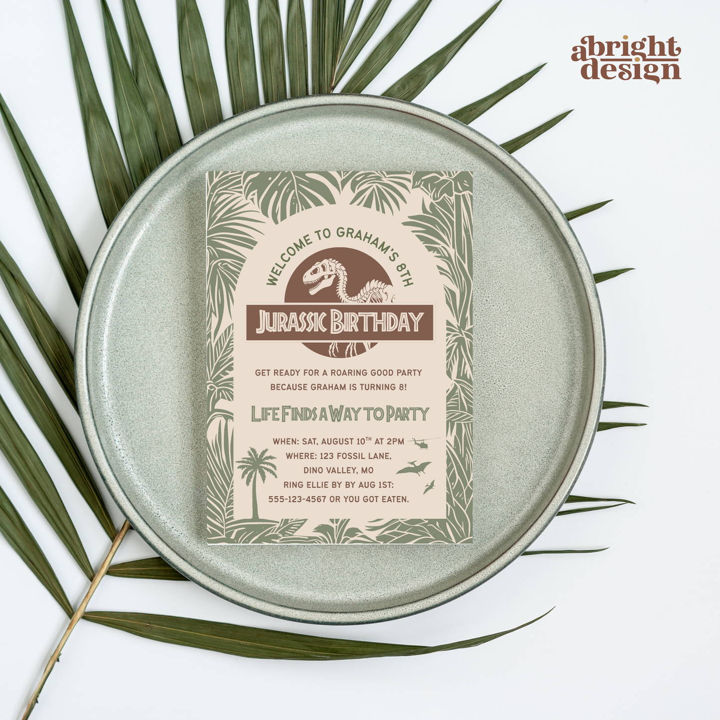 Jurassic Jungle Party Template, Dinosaur Birthday Invitation, Custom Kids Birthday Invite, Dig Dino Bones, Editable Canva, Instant Download