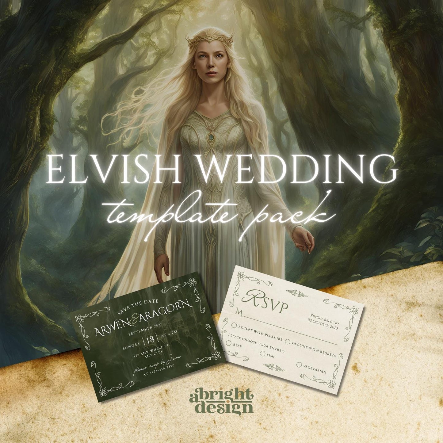 whimsical fantasy-inspired wedding pack, elvish wedding, lotr wedding
