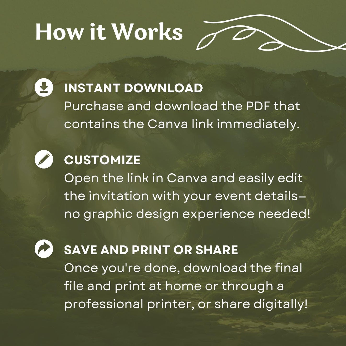 whimsical fantasy-inspired wedding pack, elvish wedding, lotr wedding, instant download, canva templates
