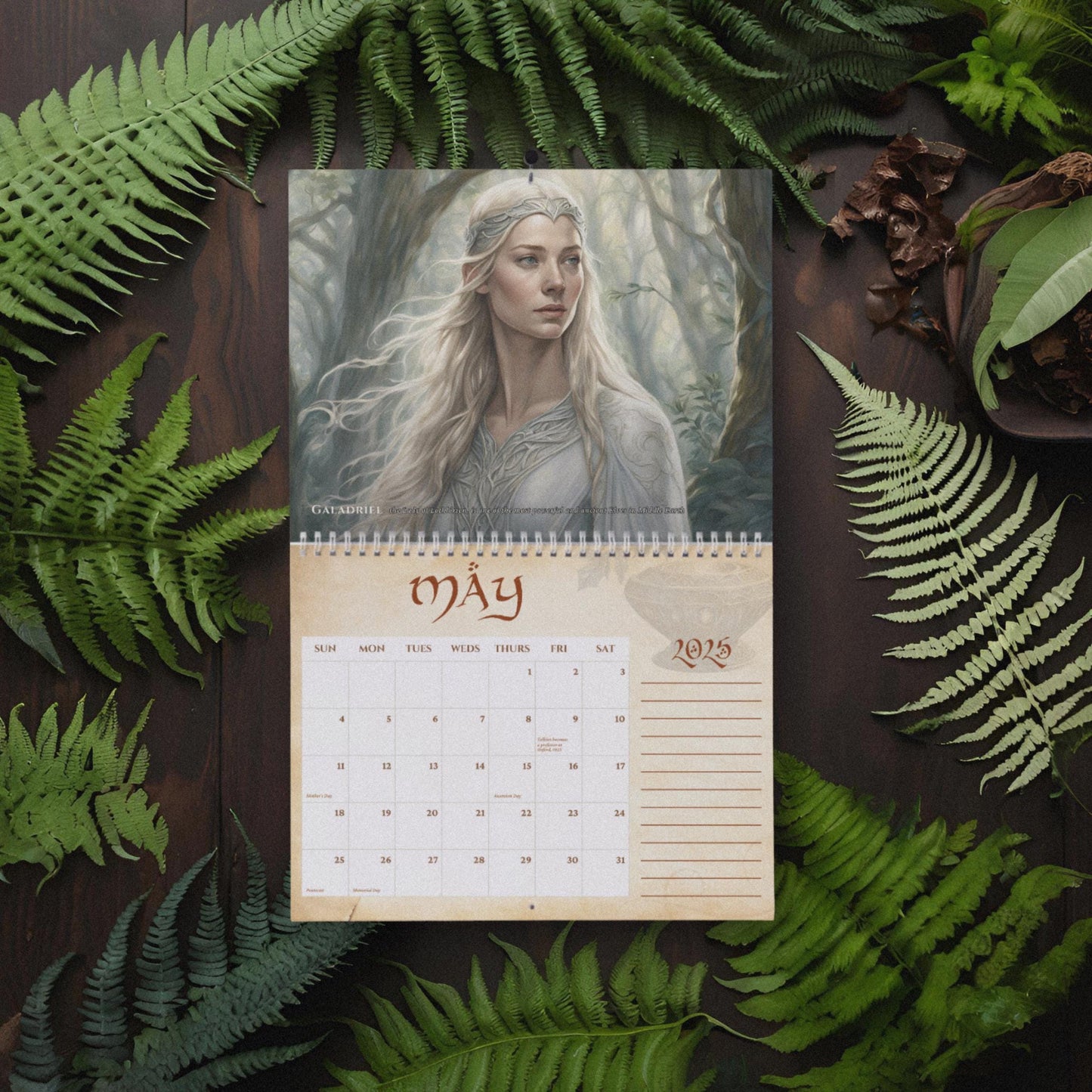 Middle Earth Lore Calendar 2025, Tolkien-inspired Calendar, Rings of Power, The Lord of the Rings, Fantasy-Themed Calendar, Edit in Canva