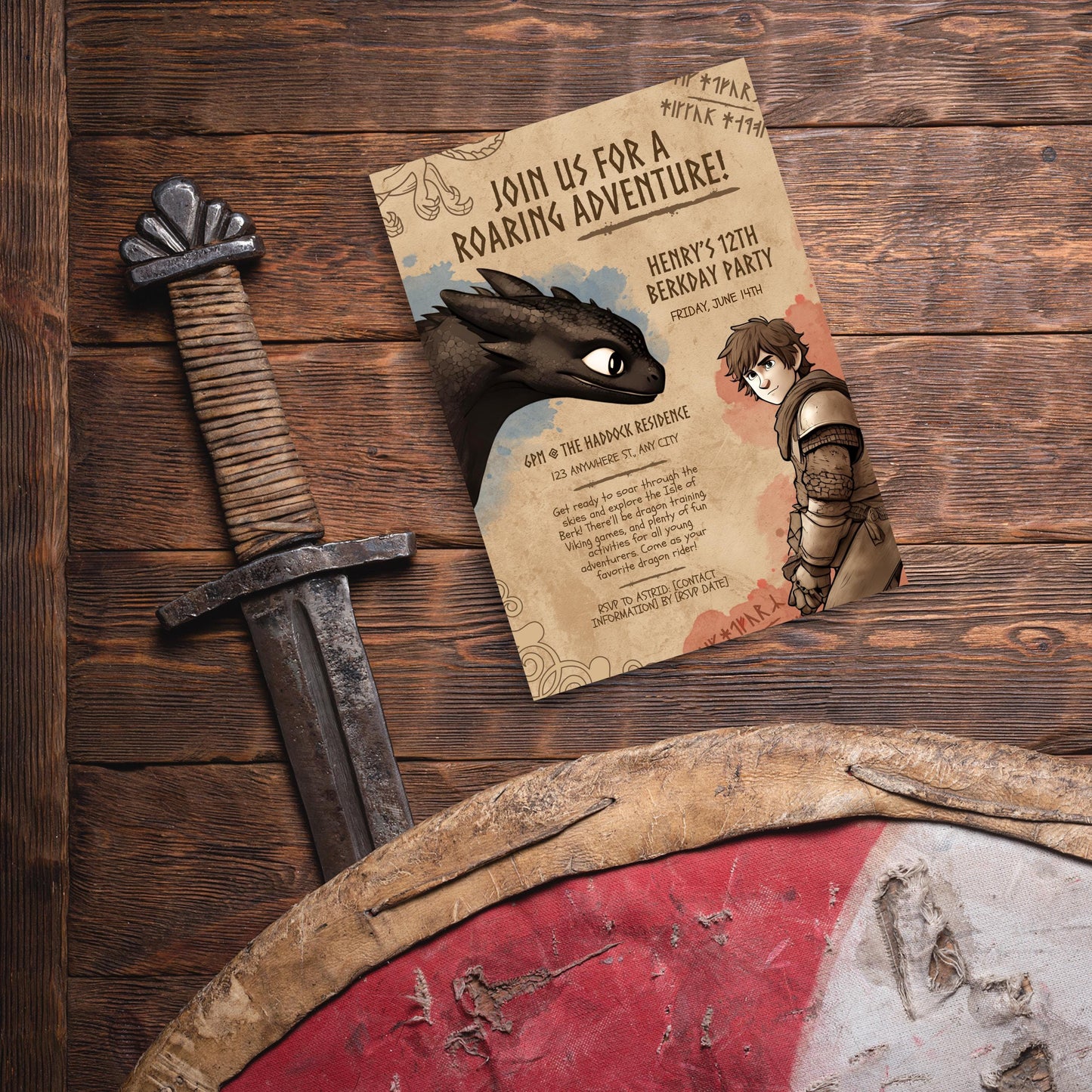 How to Train Your Dragon Birthday Invitation | Editable Canva Template | HTTYD Party Invite | 5x7" & 4x6" Printable | Instant Download