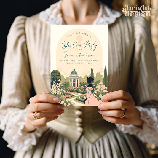 Austen-Themed Garden Party Invitation | Editable Canva Template | Regency Party Invite | 5x7" & 4x6" Printable | Instant Download | Bridal